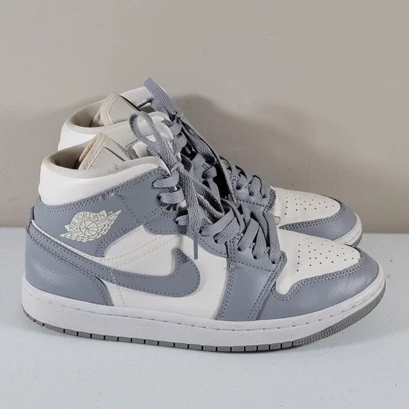 Nike Air Jordan 1 Mid Stealth Sail Grey White BQ6472-115 Women's Size 8 - Picture 4 of 10